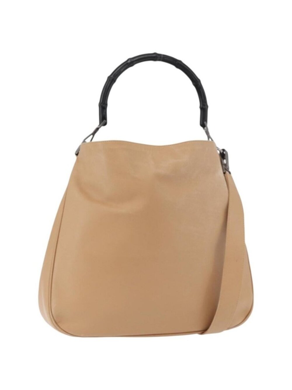 Authentic GUCCI Bamboo Shoulder Bag Leather 2way Beige Silver 001 1577 2123